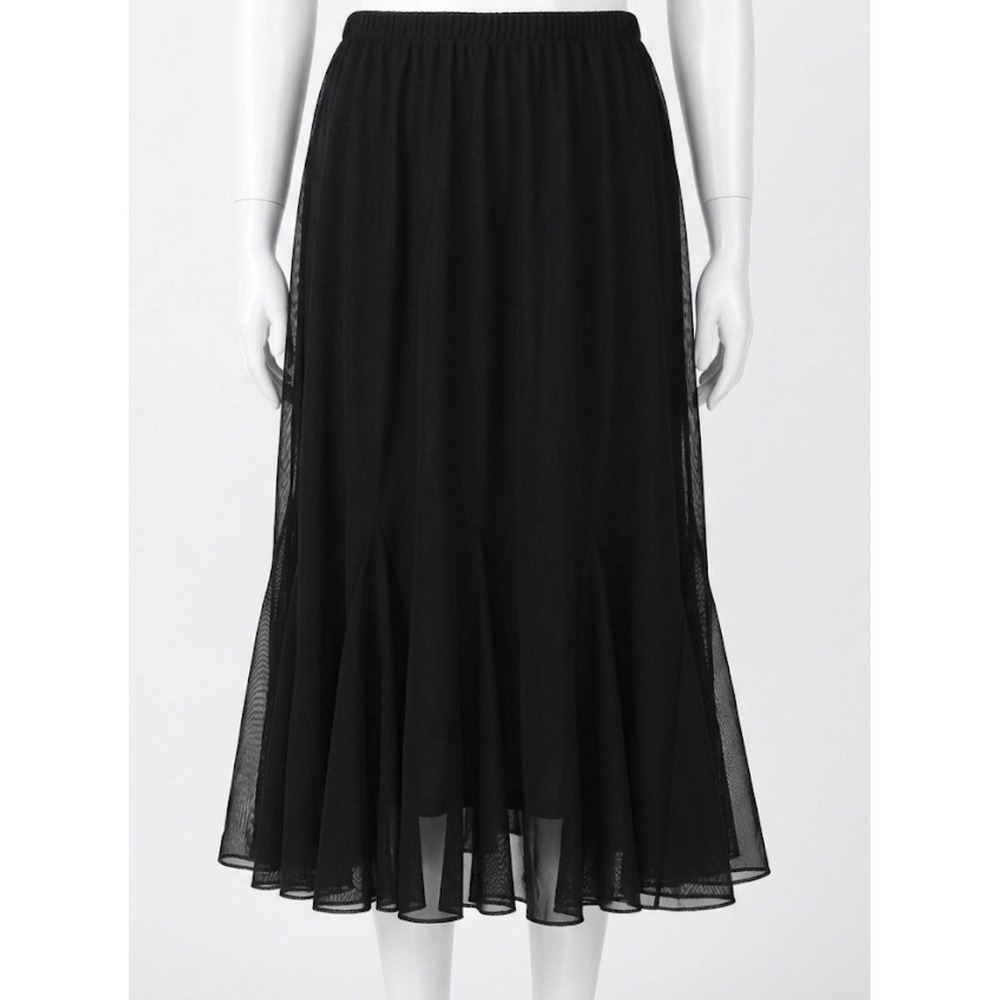 XSCAPE 18W Black Mesh Trumpet Midi Skirt Whimsigoth Goth Y2K 90s Joanna Chen VTG